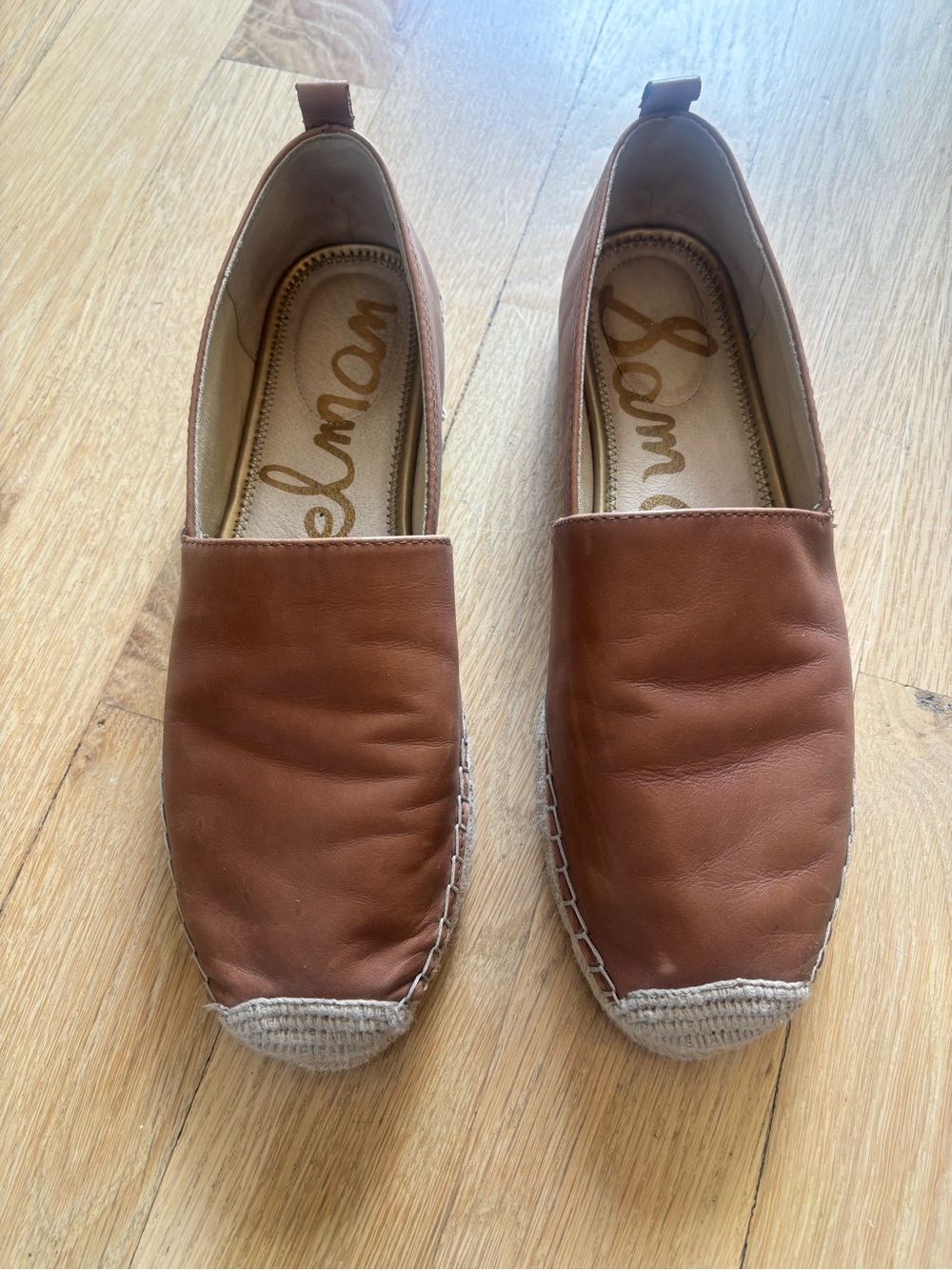 Sam Edelman Tan Leather Espadrille Slip-Ons